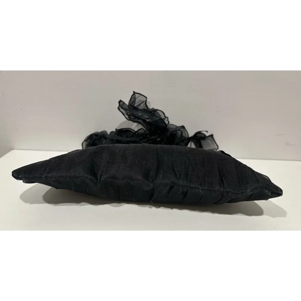 Aspara  women vintage evening black silk shoulder handbag